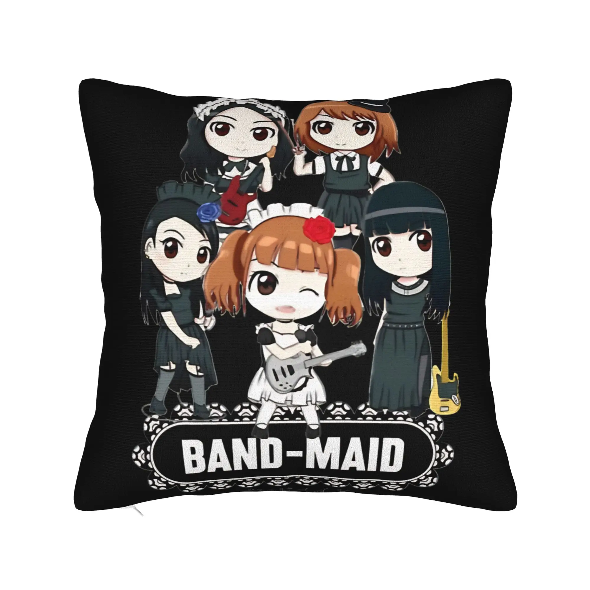 Music Retro Band Maid  Square Pillowcases Polyester Home  Cushion Case Cool Home Decoration Pillowcase 40*40