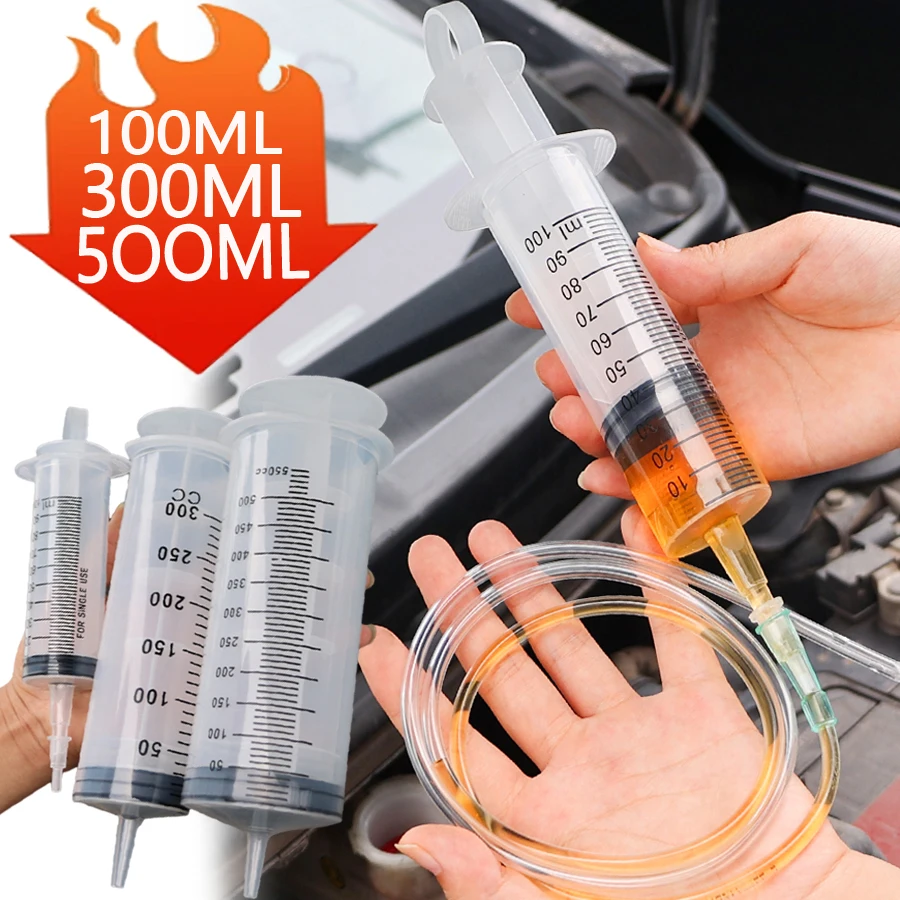 100/300/550ml Washable Large Volume Syringe Reusable with 1 Metre Rubber Hose Inhalation Syringe for Oil-based Liquids and Water