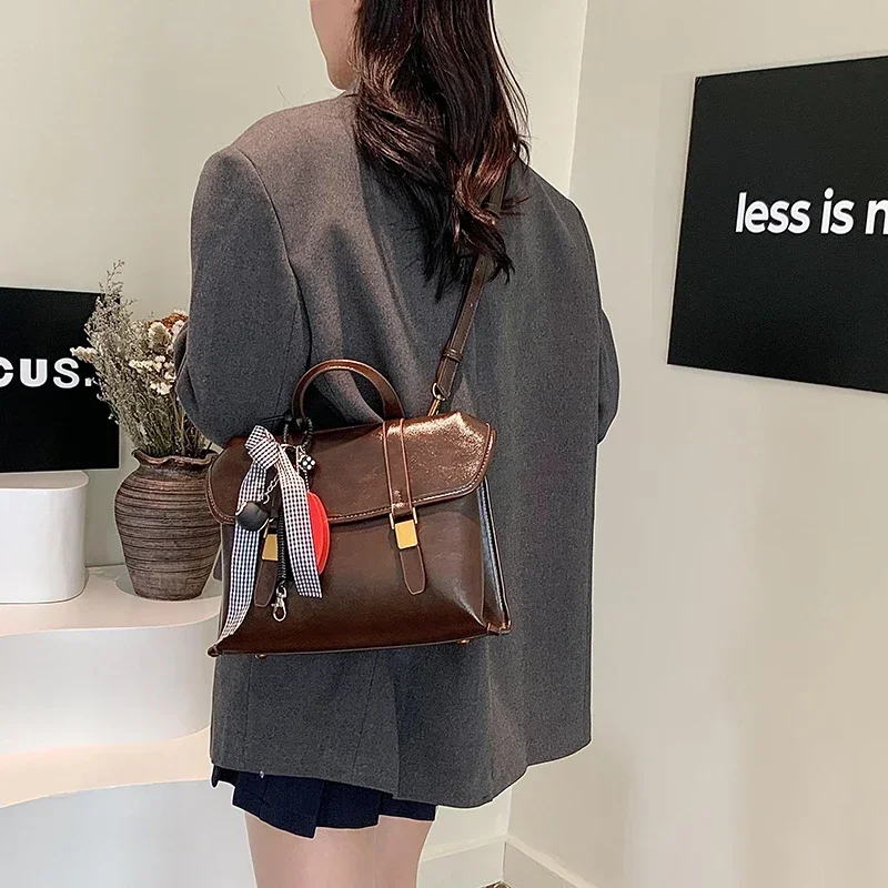 

Elegant Handbags Leather Crossbody Bag For Ladies, Luxury Brand Shoulder Messenger Tote With Adjustable Strap Secure Closure