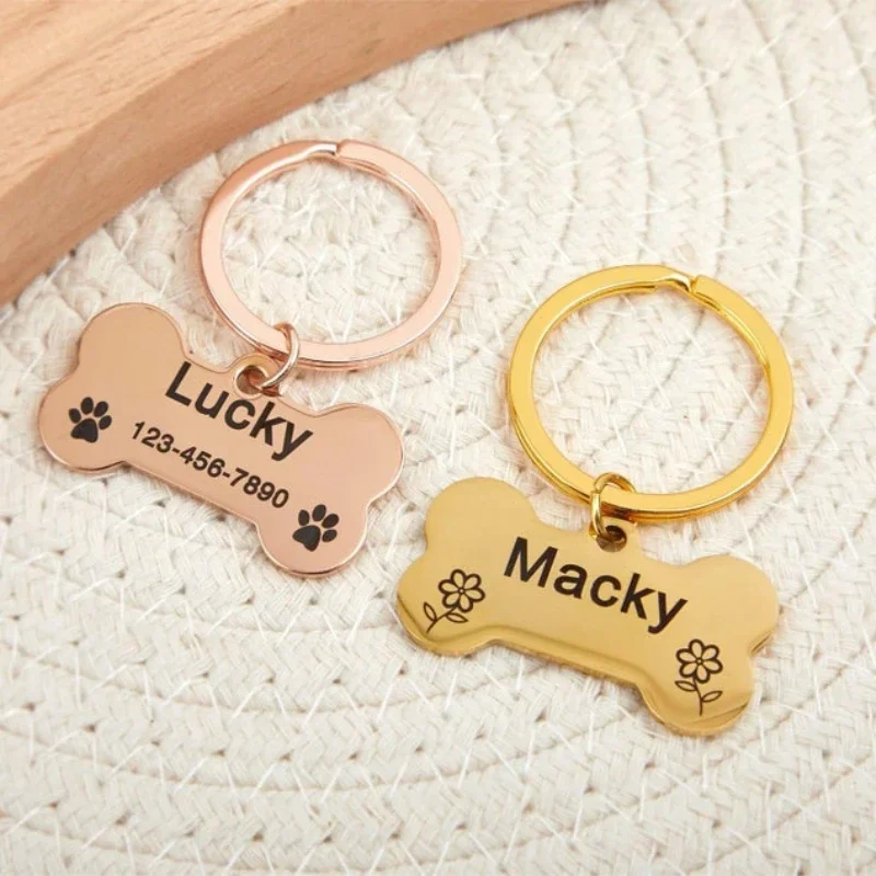 Personalized Stainless Steel Pet ID Tag with Customized Hand Stamped Name Waterproof and Durable Key Chain for Adventure Dogs