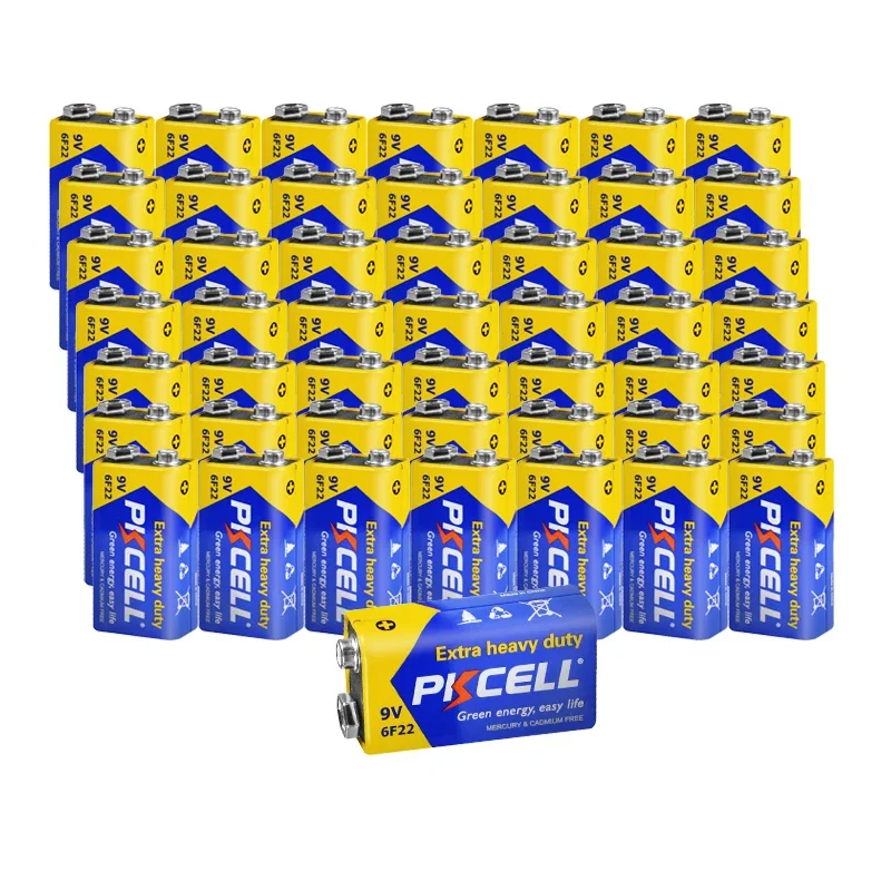 PKCELL 50Counts 9v 6F22 Battery Super Heavy Duty Zn/MnO2 Dry Batteries For Infrared Electronic Thermometer