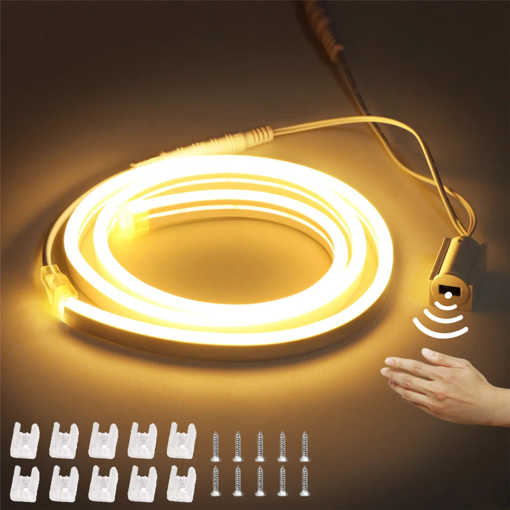 

12V Hand Sweep Sensor LED Strip Neon Light Backlight lamp Flexible Tape Waterproof For Home Wardrobe Closet Background lighting