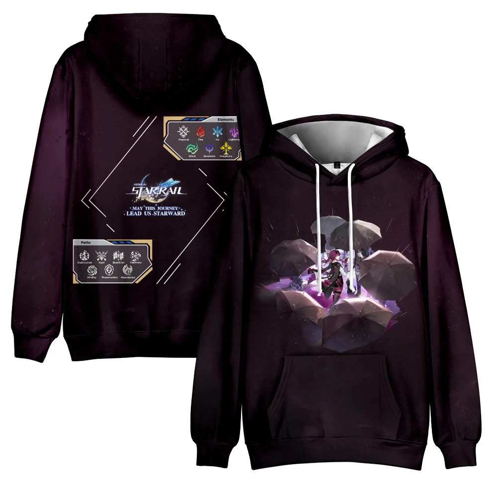 Game Honkai Star Rail Anime Hoodie Pria Wanita, Sweatshirt lengan panjang Harajuku Streetwear gaya kasual 3D