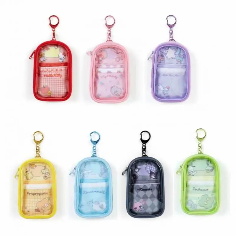 

Sanrio Storage Bag Pendant Cinnamoroll Melody Kuromi Little Twin Stars Pochacco Wish Me Mell Transparent Pvc Card Bag Baby Toys