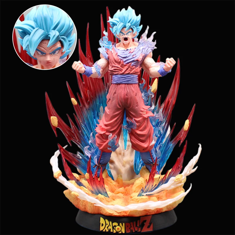 

39 см аниме Dragon Ball фигурка Super Saiyan God Blue Kaiouken Goku фигурки героев взрывная статуя Гоку ПВХ модель фигурка игрушки