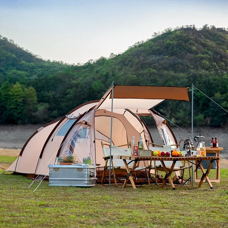 AATunnel Tent Camping Camping One Room Two Living Rooms Rainproof And Sun Protection Portable Folding Large Capacity Tent
