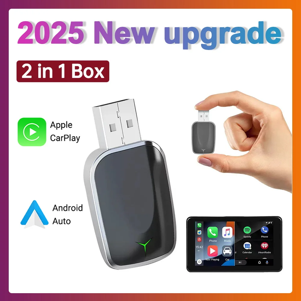 

2025 Mini Box Wireless CarPlay&Android Auto 2in1 Adapter Smart Mini Box New Upgrade WiFi Fast Connect Plug And Play Fit 99%
