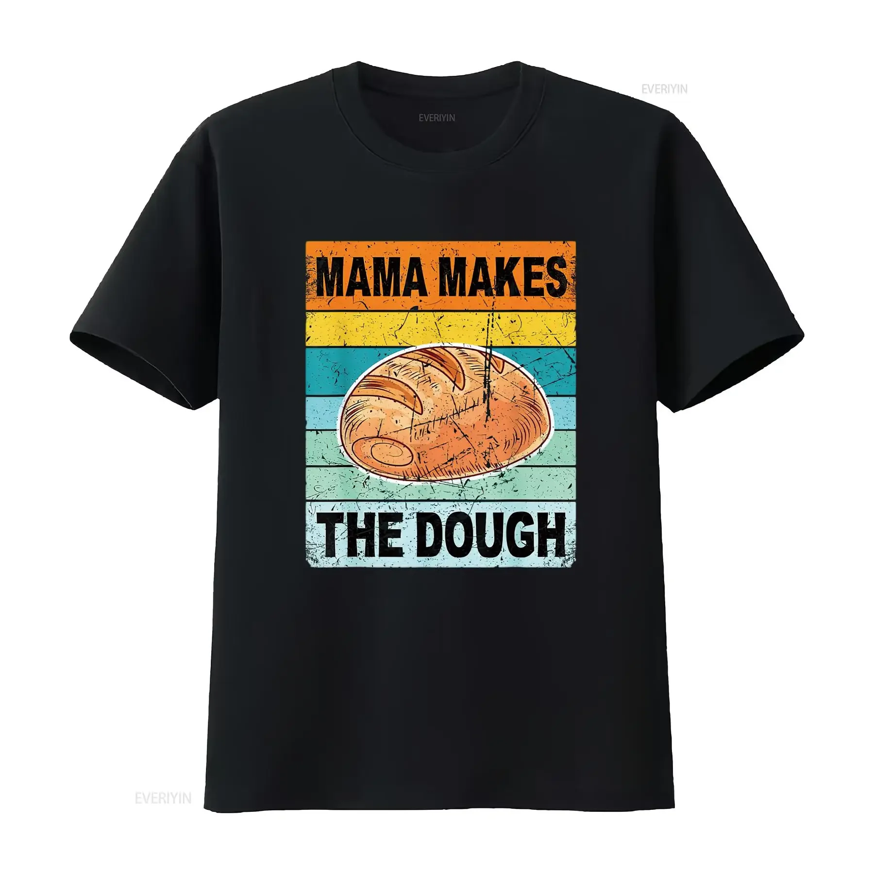 Mens Retro Mama Makes The Dough T Shirt Sourdough Bread Baking White vintage Washed Breathable homme Casual
