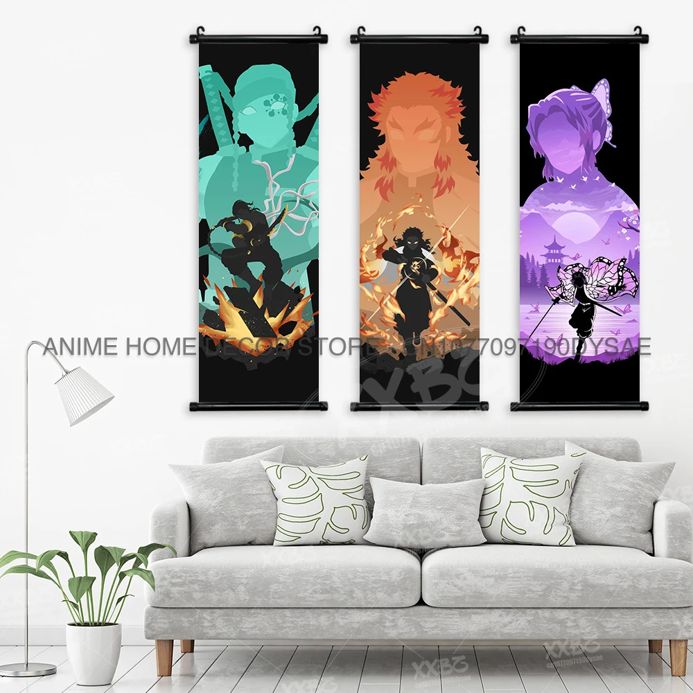 Dämonentöter Poster Home Decor Anime Kamado Tanjiro hängende Malerei Agatsuma Zenitsu Scrolls Bild Kibutsuji Muzan Wandkunst – Detail 3