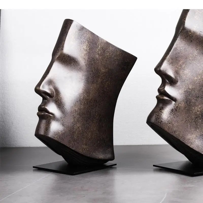 Book Face Figures Sculpture Abstract Art Resin Crafts Desk Decoration Ornaments Character Statue Artwork Modern Home Decor