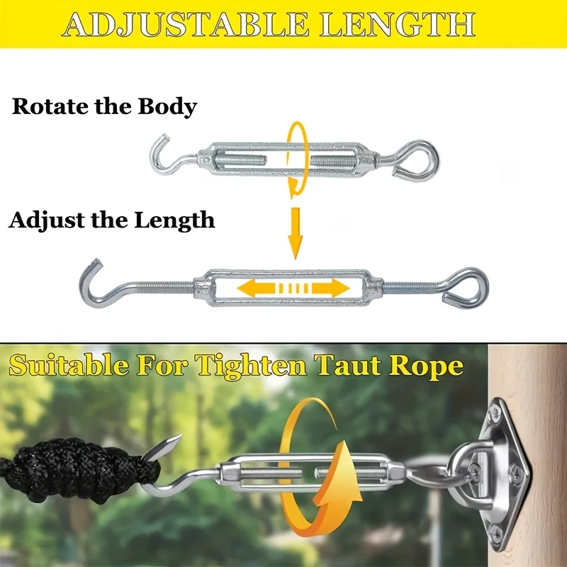 9/16Pcs Galvanized Hook-Hook Open Body Turnbuckles Wire Rope Cable Tension Adjuster Hardware