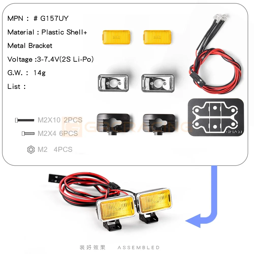 CGRC 1 Set LED Spotlight Headlights for 1/10 RC Crawler Car Traxxas TRX4 Defender Bronco TRX6 G63 AXIAL SCX10 RC4WD D90 Parts