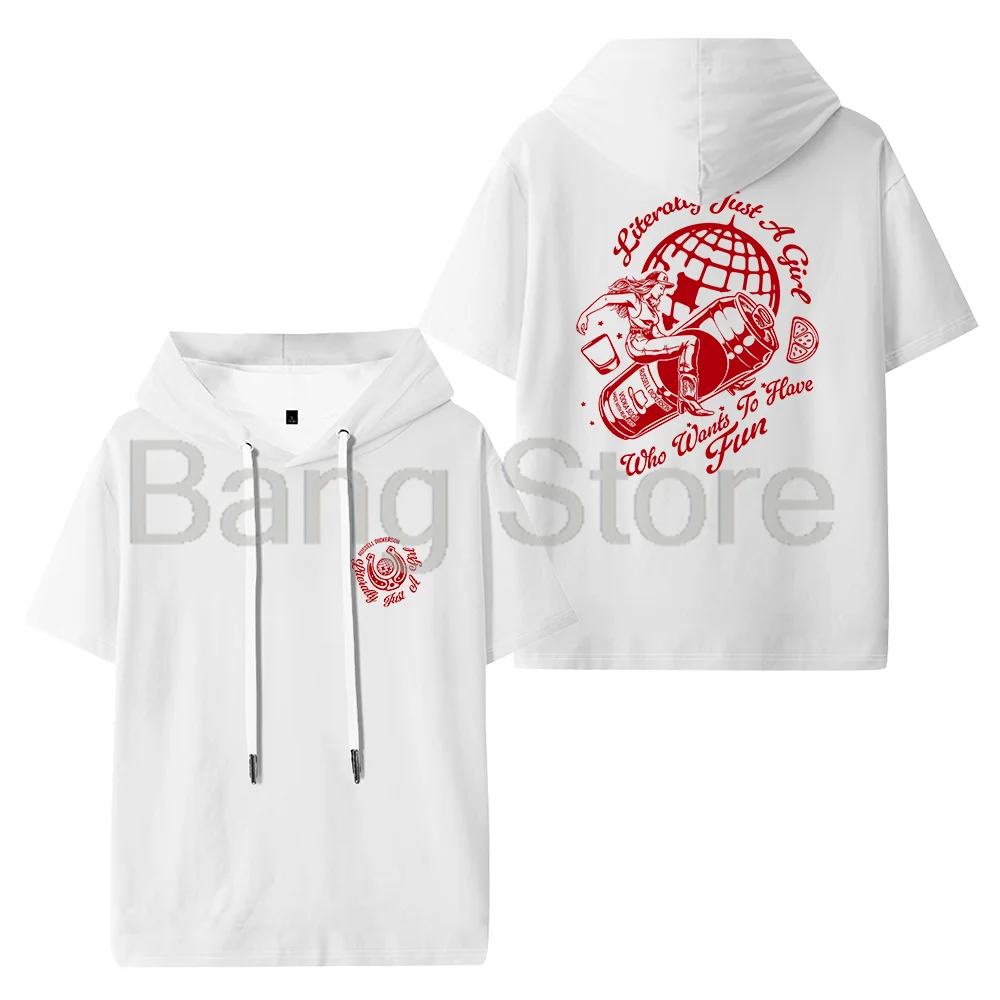 راسل ديكرسون جاست فتاة مقنعين تي شيرت للجنسين تي شيرت Crewneck قصيرة الأكمام ملابس عصرية غير رسمية
