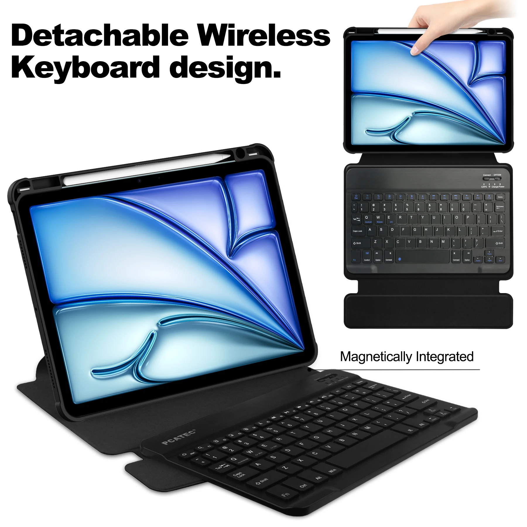 Case for iPad Air 11 2024 M2 Air 5 4 10.9 inch Transparent 360° Rotary Leather Acrylic Cover for iPad pro 11 2018 with Keyboard