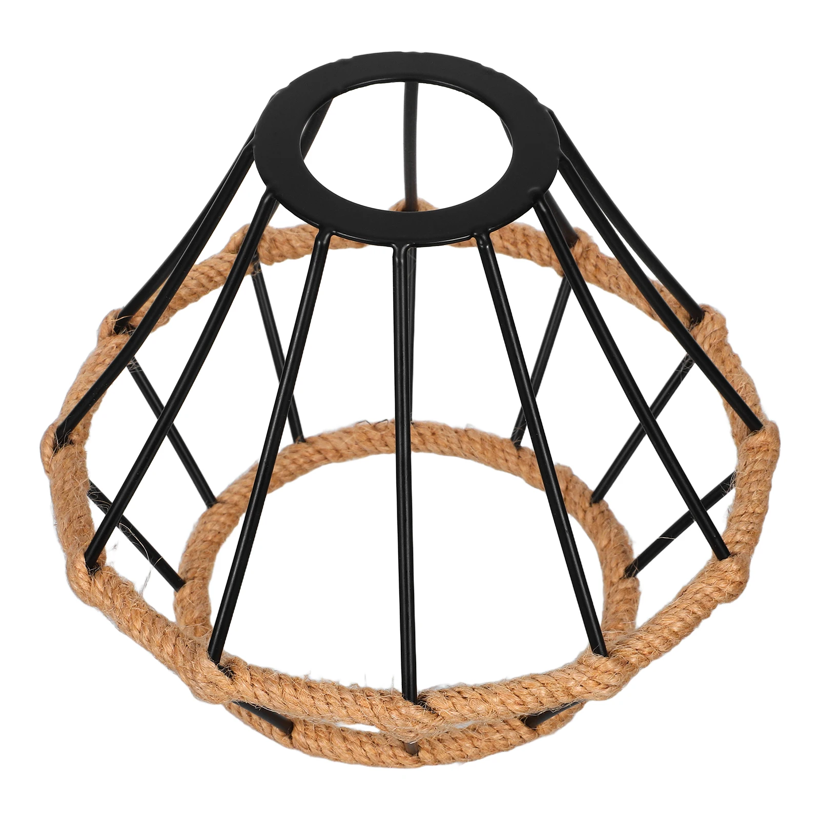 

Farmhouse Lampshade Handwoven Paper Rope Woven Light Shade E27 Iron Frame Vintage Rustic Pendant Ceiling Chandelier Cover