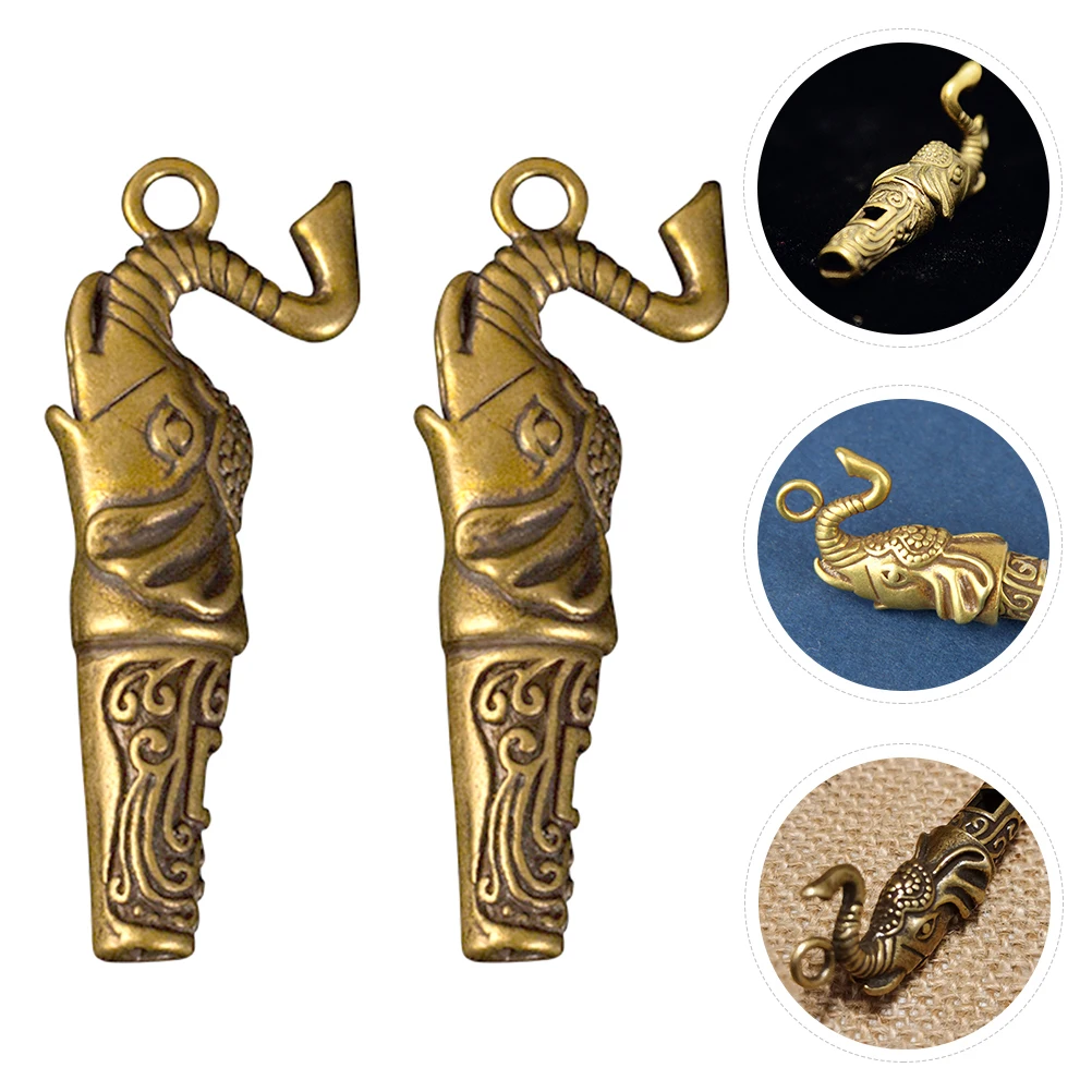 

3pcs Copper Elephant Shaped Whistles Whistle Keychain Pendants Loud Outdoor Camping Car Key Rings Durable Non Rust