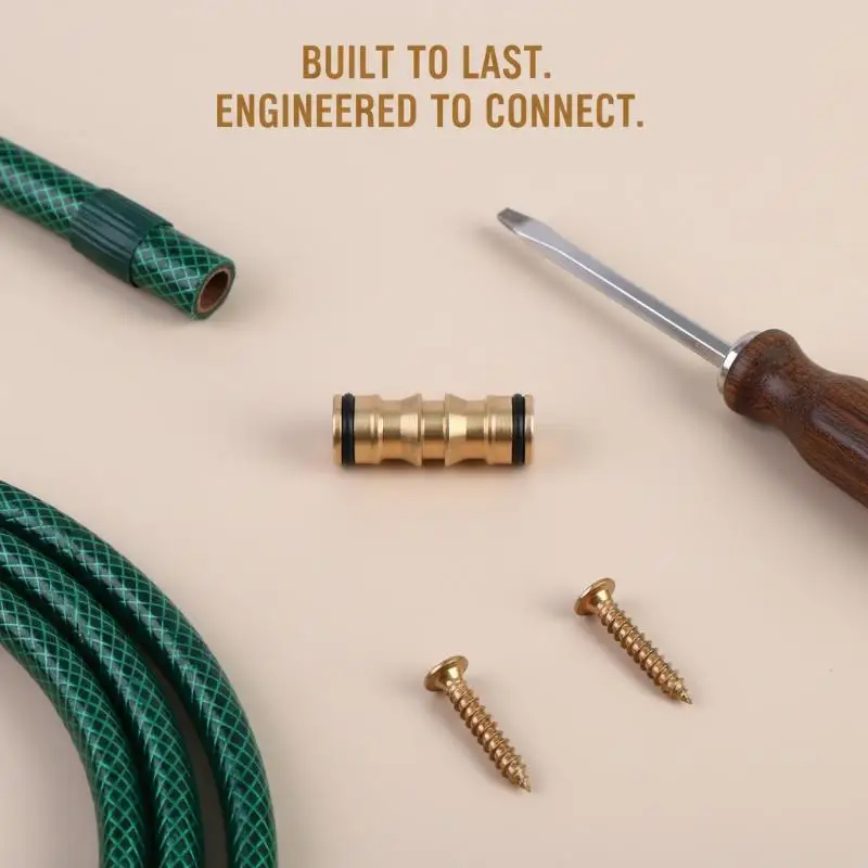 2 Way Brass Garden Hose Connector Coupler Water Pipe Repair Extension Joint Durable Leakproof for Home Irrigation