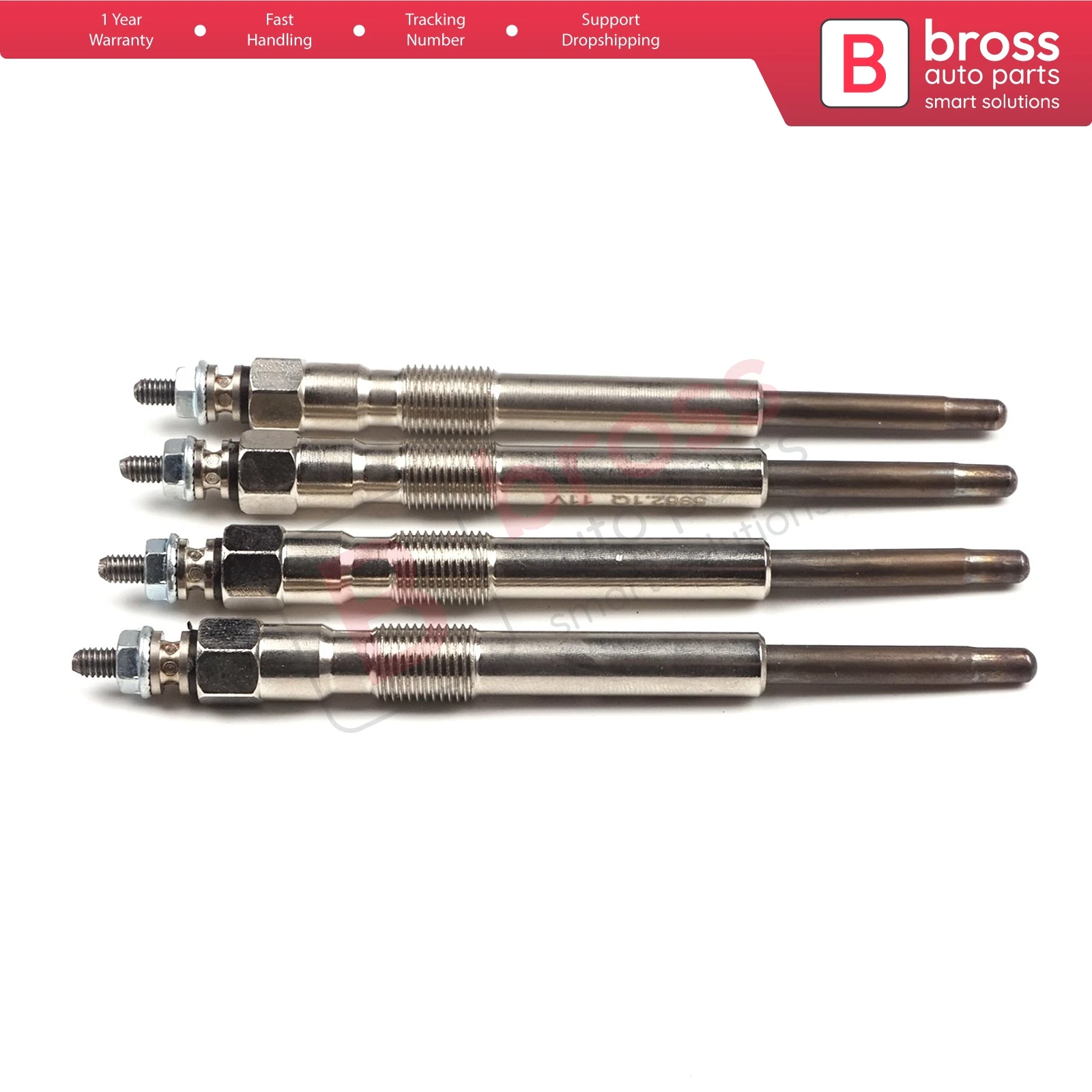 Bross Auto Parts BGP46-1 4 Pcs Heater Glow Plugs GX120, 100226246 for Citroen Peugeot 2.5 TDI Fast Shipment Ship From Turkey