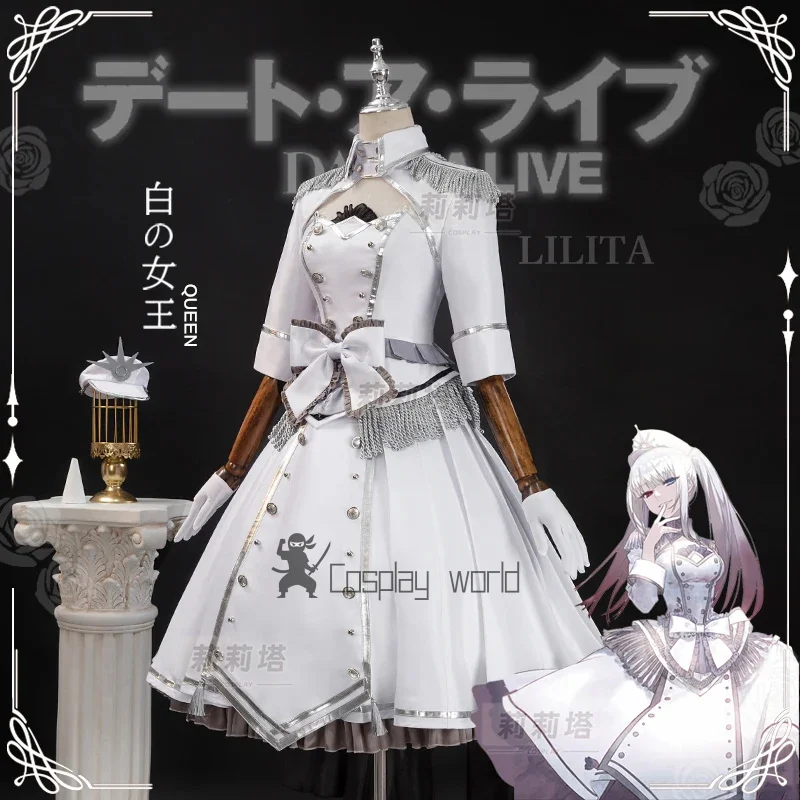 

Аниме DATE A LIVE Косплей Костюм Tokisaki Kurumi Белая Королева Лолита Платье Аксессуары Хэллоуин Вечеринка Девушка Новая Униформа