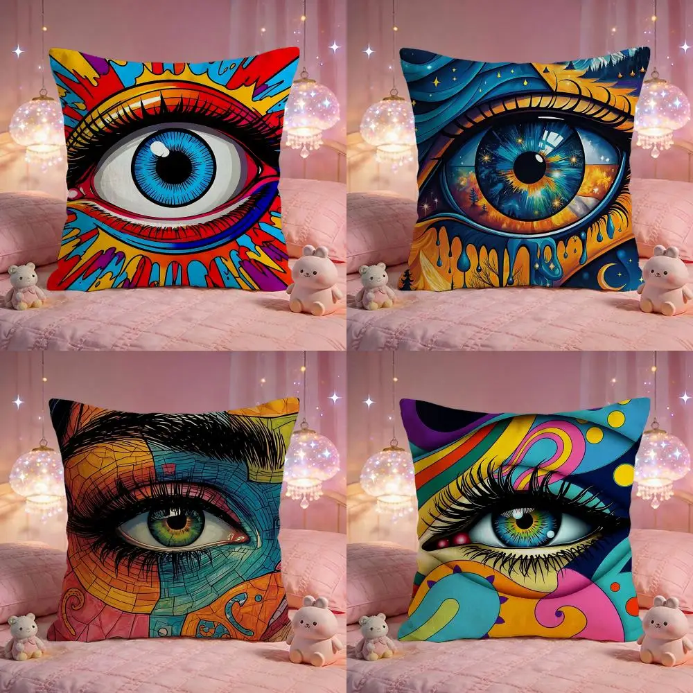 Surreal Creative Art Eyes Cushion Cover Premium Comfort Reversible Pillow Cove -Two in One Design for Any Room & Car Interior