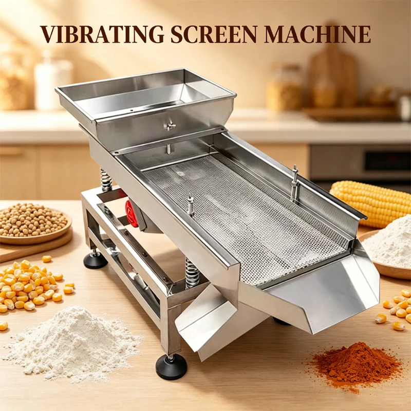 Dry Material Linear Vibrating Screen Machine Electric Stainless Steel Separator For Grain Tea Melon Seed Seafood Powder