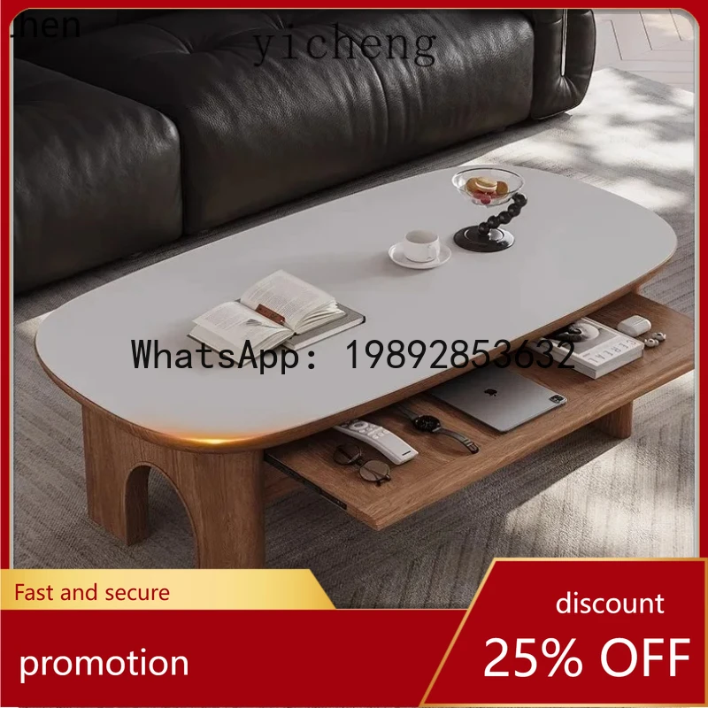 

Журнальный столик HT для гостиной, простой, для дома, в стиле ретро, из травертина, для небольшой квартиры, аксессуар для дома