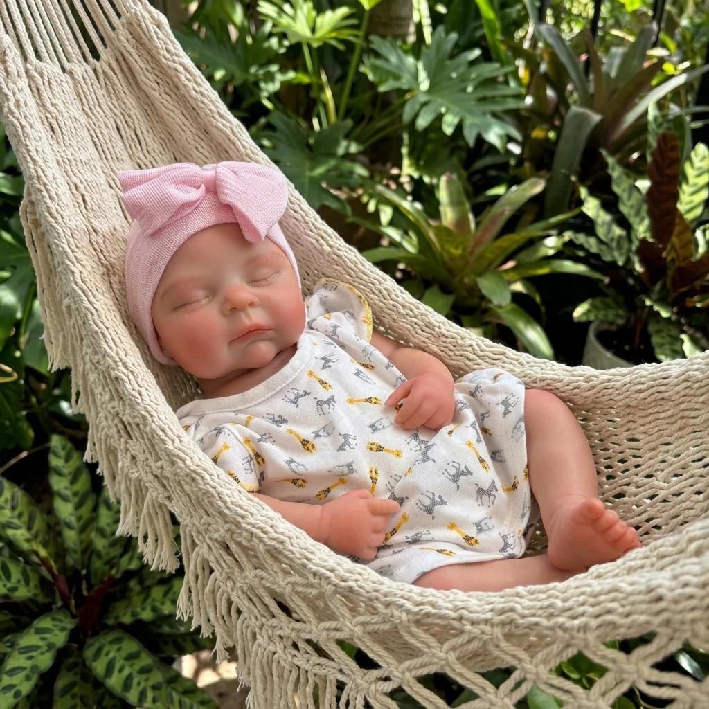 18 Inch Full Body Silicone Reborn Doll Closed‑Eyes Sleeping Design Lifelike Hand‑Painted Waterproof Collectible Art Ornament