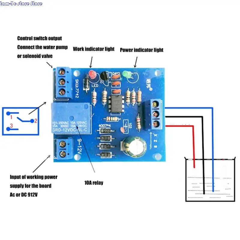 D0UA 저수지 워터 펌프 자동 제어 시스템 12V 릴레이 회로 주택 설치