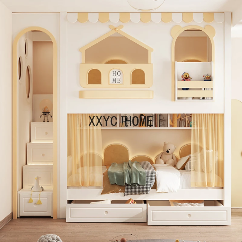 Luxury Loft Children Beds Modern Storage Bunk Children Beds Crib Multifunctional Camas Infantiles Baby Crib Bed Furniture BL50CB