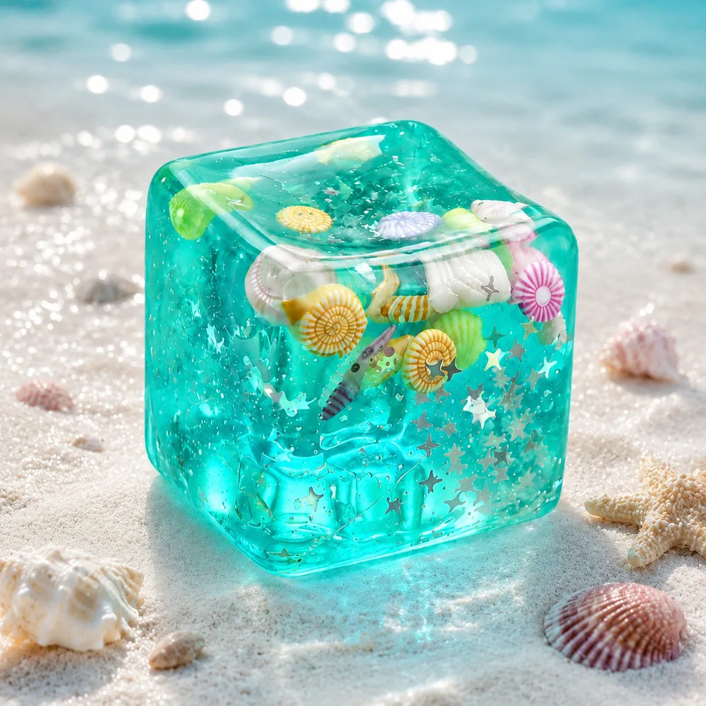 Ocean Shells Squishy Stress Balls Fidget Toy Super Soft Transparent Star Maltose Cubes Squeeze Fidget Toy Adult Stress Relief