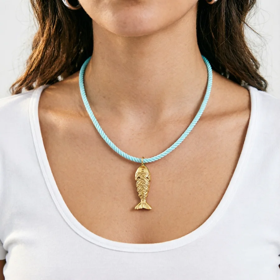 Bohemian Fish Pendant Necklace Women Rope Pendant Fish-shaped Necklace Jewelry Beach Vacation Jewelry