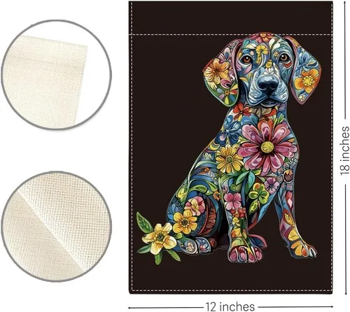 Welcome Spring Summer Golden Retriever Colorful Dog Black Lab, 12 x 18 Inch RRI