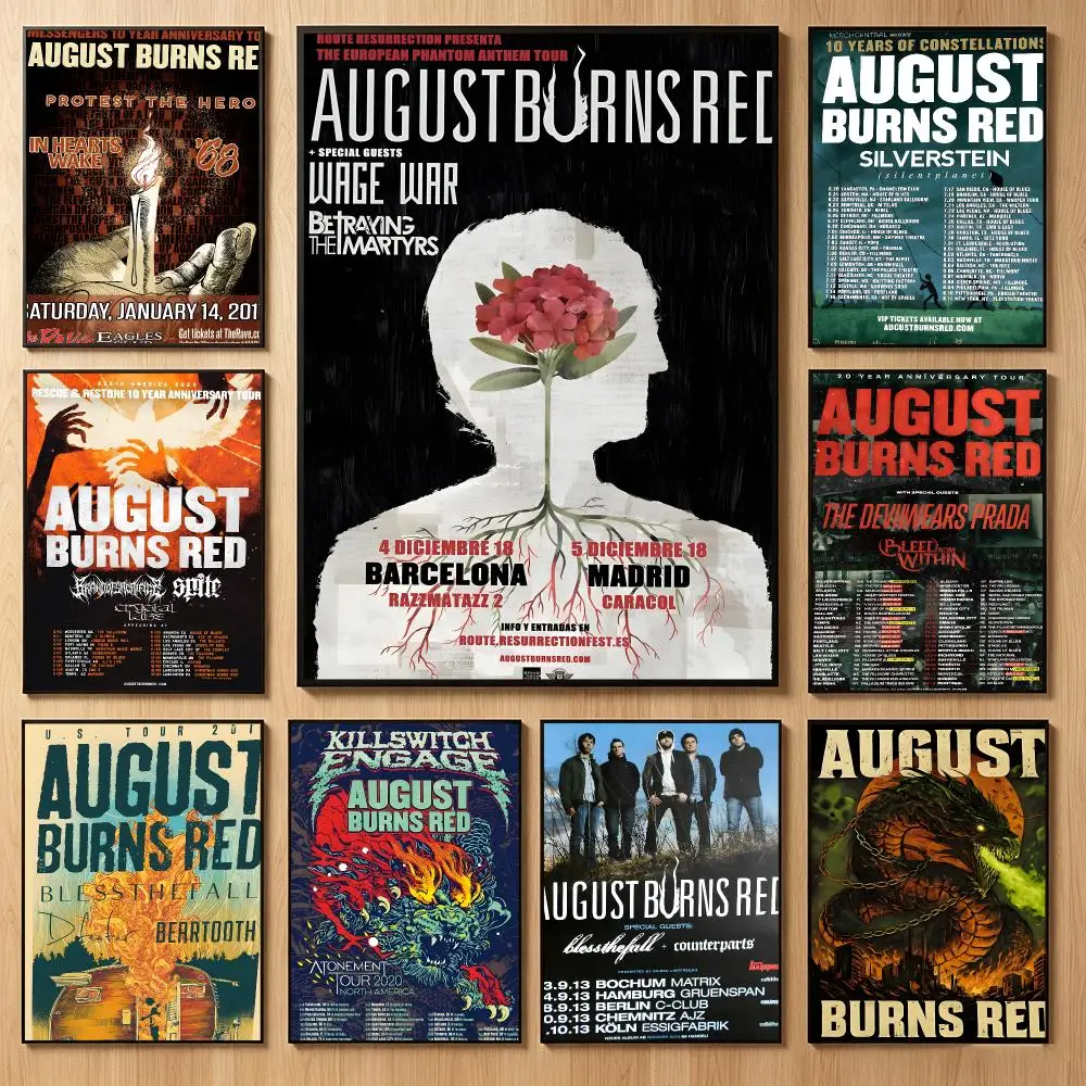 Metalcore Band A-August Burns Red Poster Classic Self-Adhesive PP Wall Sticker for Living Room Bar Decor Gift