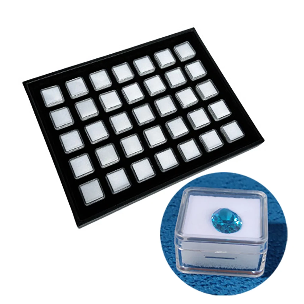 

Прозрачная свободная коробка для хранения бриллиантов 30x30 мм, органайзер для упаковки из драгоценного камня, квадратные цирконовые бусины, лоток для демонстрации ювелирных изделий, витрина для драгоценных камней