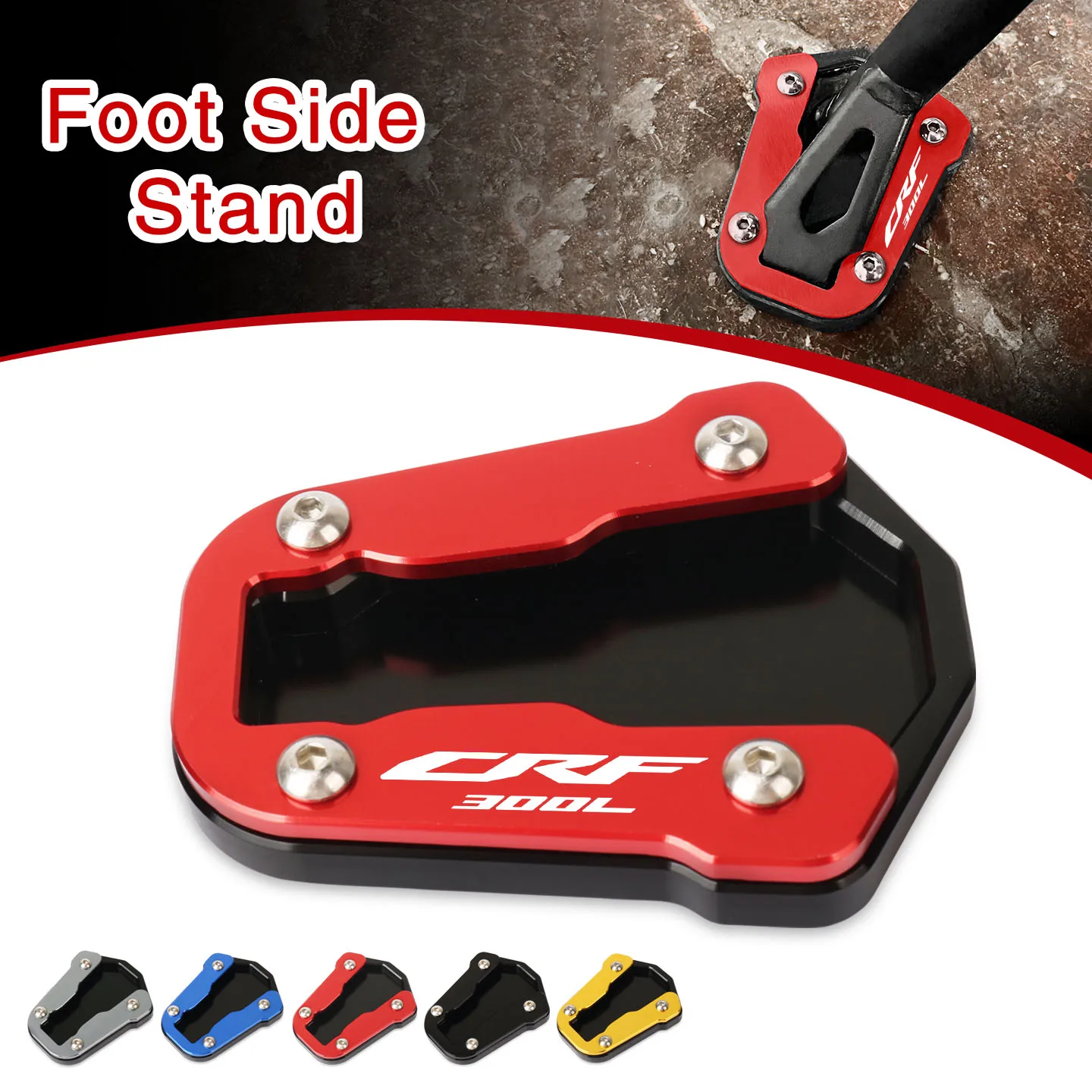 

Motorcycle Kickstand Foot Side Stand Extension Pad Support Plate Enlarge Fit For CRF300L CRF 300L CRF300 Rally 2021-2024