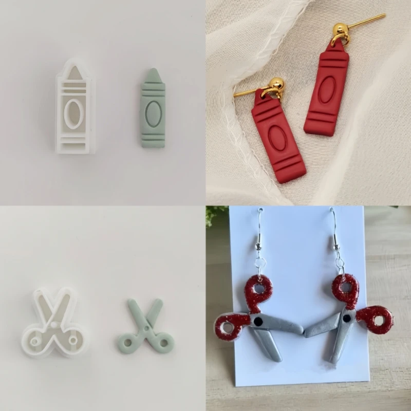 Gebogener Bleistift/Ballon Hund/Gitarre/Tropischer Fisch/Cowboyhut geformte Tonformen Ohrringe Herstellung von Polymer-Ton-Schneidern Schneidformen – Detail 5