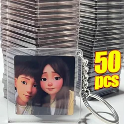 Transparent Photo Frame Keychain Tassels Snap-In Custom Insert Photo Acrylic Blank Keyring Clear Blank Picture Pendant