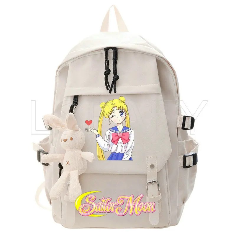 Sailor Moon Girl School Backpack Female Large Capacity Kawaii Back Pack Mochila Pink Women Bagpack Nylon Cartoon Schoolbag