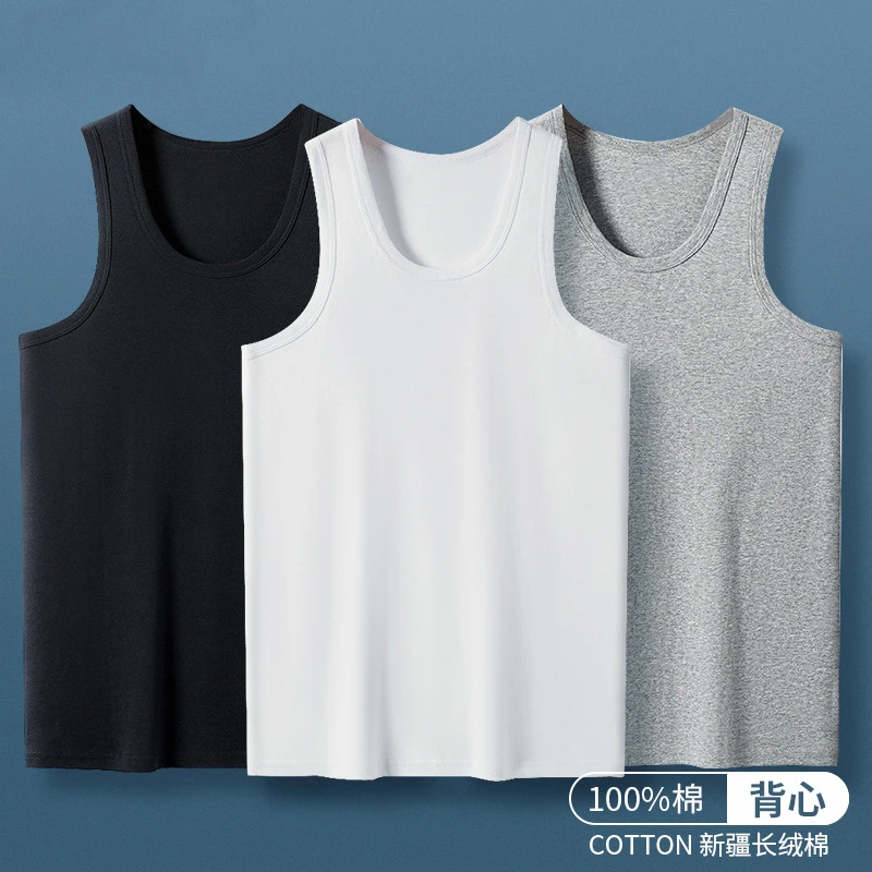 Summer Tank Tops Men Pure Cotton Render Loose Cotton Sports Hurdle Fitness Casual Wear Sleeveless T-shirt