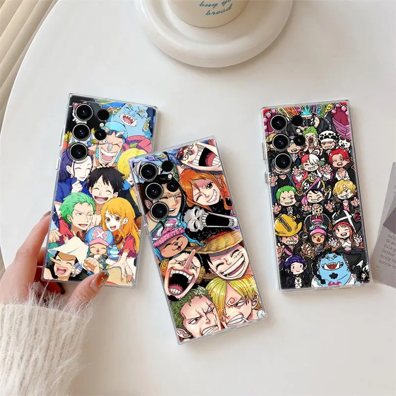 

Cartoon Ones Pieces S26 Ultra Case Coque For Samsung Galaxy S25 S26 S24 S23 Ultra S22 S20 Plus S21 FE A57 5G Clear Phone Cover