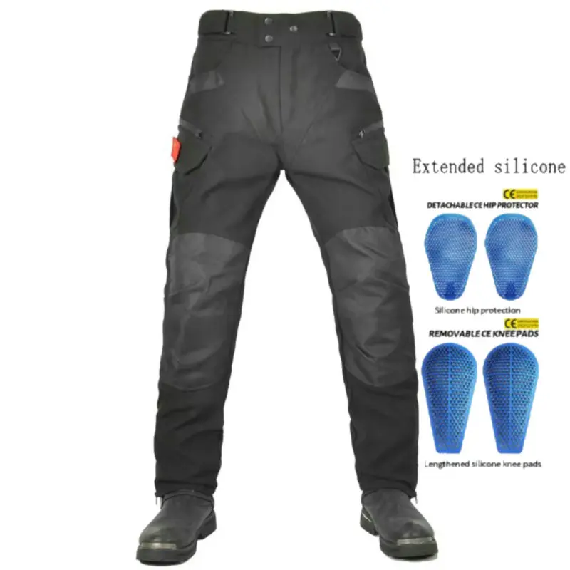 

Motorcycle 600D Oxford Fabric Riding Pants Motocross Mild Waterproof Dirt&Wear-Resistant Jeans Daily Cycling Protection Trousers