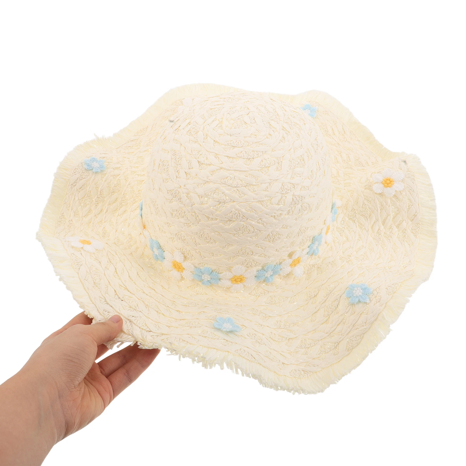 

Braided Straw Hat for Beach Women Outdoor Wide Brim Sun Knitted Hand Woven Large Vacation