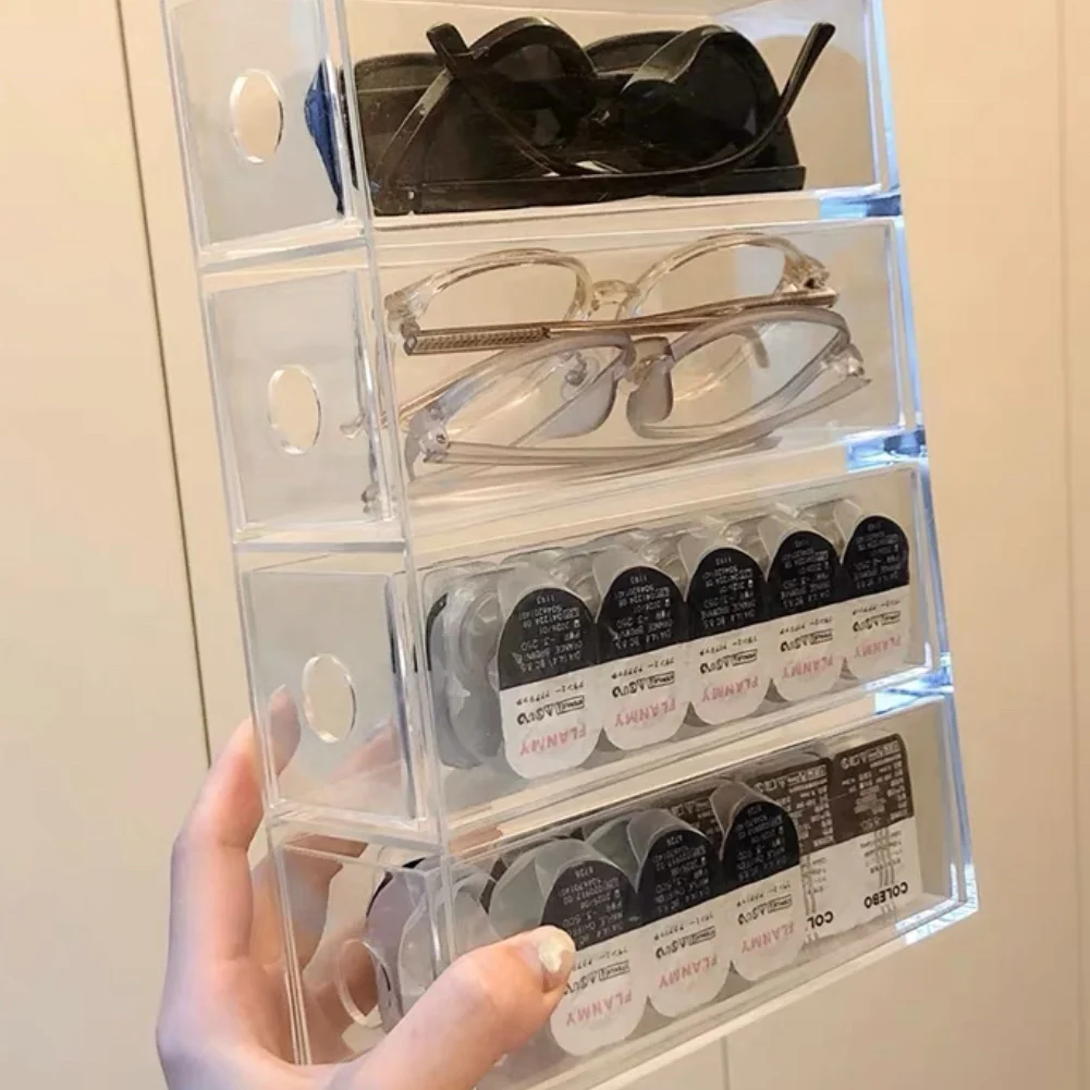 Drawer Storage Box Underwear Organizer Acrylic Cable  Eye Shadow Bedroom Desktop Lipstick Lip Glaze Glasses Cosmetic Rack