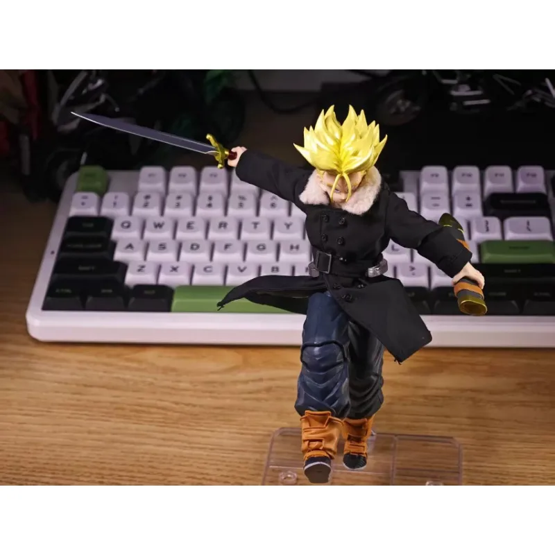 Dragon Ball 1/12 Anime Shf Torankusu Handgefertigter Langer Windbreaker mit eingebautem Eisendraht für 6'' Spielzeugfiguren Modell – Detail 4
