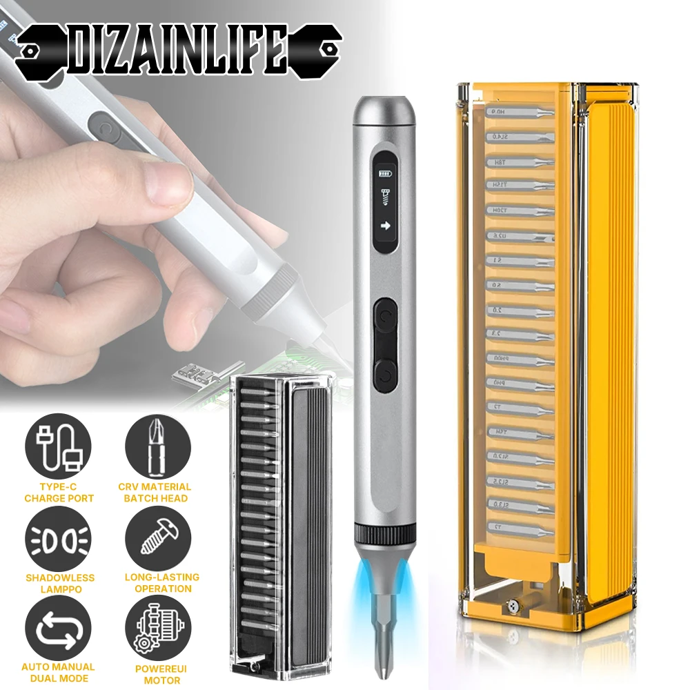 

Mini Electric Screwdriver Set Precision Handle Portable Power Tool with 36 Magnetic Screw Driver Bits for Phone Watch Repair