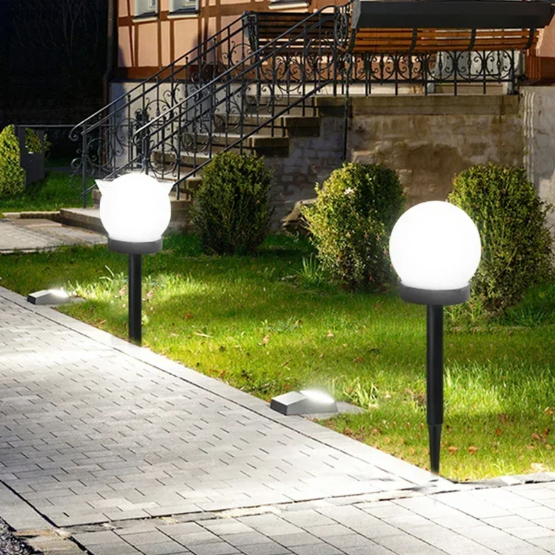 Imagem -04 - Luz de Bulbo Redonda Impermeável ao ar Livre Jardim Led Landscape Villa Lawn Lâmpada de Chão Luz Solar Decorativa Pacote Pacotes