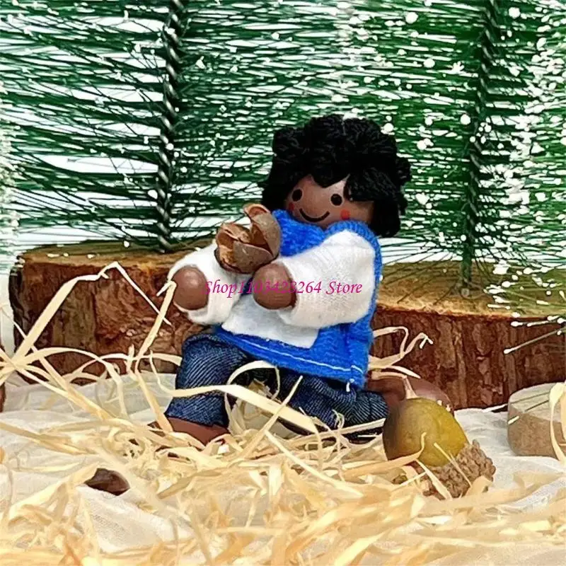  Flexible Limb Wooden Toy People Set for Kids Family Storytelling and Educational Play