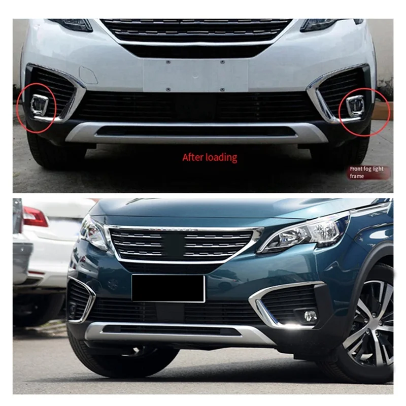 

For 5008 2017 2018 4Pcs Chrome Front+Rear Fog Light Lamp Cover Trim Fog Light Frame Trim-A28K