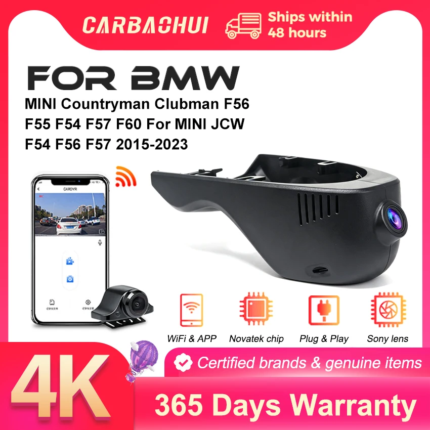 4K 2160P Dash Cam Car DVR Camera For MINI Countryman Clubman F56 F55 F54 F57 F60 For MINI JCW F54 F56 F57 2015-2023 DashCam