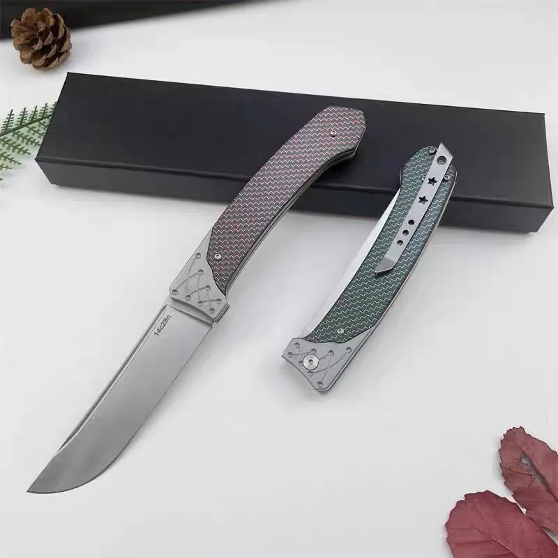 Mechanism Advanced Folding Knife - Unique colorful carbon fiber handle handy pocket knife diving fishing emergency rescue tool S